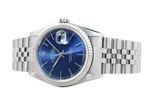 Afbeelding in Gallery-weergave laden, Rolex Datejust Jaar 2000 Blauwe Stick Wijzerplaat 36 mm Roestvrijstalen Horloge
