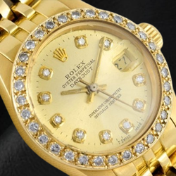 Rolex Datejust President-horloge met champagnekleurige diamanten wijzerplaat van 26 mm geel goud