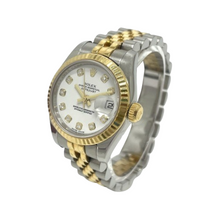 Afbeelding in Gallery-weergave laden, Rolex Datejust Witte Diamant Wijzerplaat Verborgen Sluiting Quick Set 36 mm Tweekleurig Horloge
