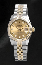 Afbeelding in Gallery-weergave laden, Rolex Datejust champagne Diamant Wijzerplaat Verborgen Sluiting Quick Set 26 mm tweekleurig Horloge
