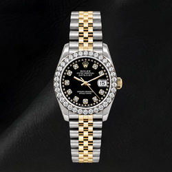 Rolex Datejust 6917 Dames 26mm Zwarte String Diamanten Wijzerplaat Tweekleurig Horloge