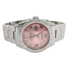 Afbeelding in Gallery-weergave laden, Rolex SNELLE INSTELLING roze Romeinse wijzerplaat diamanten rand Oester-armband herenhorloge 36 mm SNELLE INSTELLING
