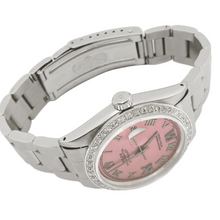 Afbeelding in Gallery-weergave laden, Rolex SNELLE INSTELLING roze Romeinse wijzerplaat diamanten rand Oester-armband herenhorloge 36 mm SNELLE INSTELLING
