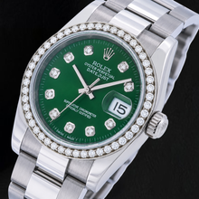 Afbeelding in Gallery-weergave laden, Rolex 116200 Datejust 36mm Groene Diamanten Wijzerplaat Roestvrij Staal Horloge
