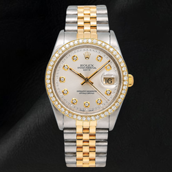 Rolex 15223 Zilveren Diamanten Wijzerplaat 34mm Tweekleurig Horloge