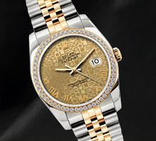 Afbeelding in Gallery-weergave laden, Rolex 16013 36mm Champagne Jubilee Wijzerplaat met Romeinse Cijfers Diamanten Lunette Tweekleurig Horloge
