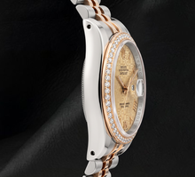 Afbeelding in Gallery-weergave laden, Rolex 16013 36mm Champagne Jubilee Wijzerplaat met Romeinse Cijfers Diamanten Lunette Tweekleurig Horloge
