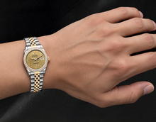 Afbeelding in Gallery-weergave laden, Rolex 16013 36mm Champagne Jubilee Wijzerplaat met Romeinse Cijfers Diamanten Lunette Tweekleurig Horloge

