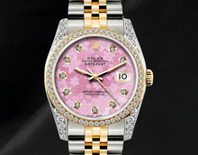 Afbeelding in Gallery-weergave laden, Rolex 16013 36mm Datejust Roze Florale Diamanten Wijzerplaat Tweekleurig Horloge
