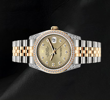Afbeelding in Gallery-weergave laden, Rolex 16013 Datejust 36mm Champagne Diamanten Wijzerplaat Diamanten Lunette Tweekleurig Horloge
