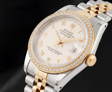 Afbeelding in Gallery-weergave laden, Rolex 16013 Datejust 36mm Ivoorkleurige Romeinse Wijzerplaat Tweekleurig Horloge
