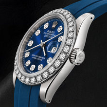 Afbeelding in Gallery-weergave laden, Rolex 1601 Datejust 36mm Horloge met Blauwe Diamanten Wijzerplaat
