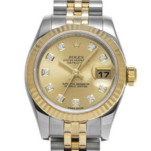 Afbeelding in Gallery-weergave laden, Rolex 179173 Datejust 26 mm champagne diamanten wijzerplaat jaar 2014 tweekleurig horloge
