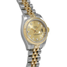 Afbeelding in Gallery-weergave laden, Rolex 179173 Datejust 26 mm champagne diamanten wijzerplaat jaar 2014 tweekleurig horloge
