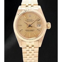Rolex 26 mm Datejust Champagne Wijzerplaat Geelgoud Dameshorloge
