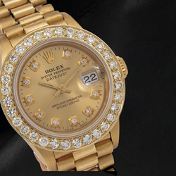 Rolex 26mm 6917 Champagne Diamanten Wijzerplaat President Geelgoud Horloge 18K