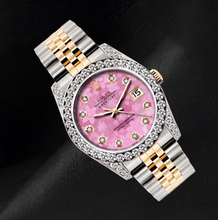 Afbeelding in Gallery-weergave laden, Rolex 26mm Datejust 6917 Roze Bloemmotief Diamanten Wijzerplaat Tweekleurig Horloge
