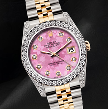 Afbeelding in Gallery-weergave laden, Rolex 26mm Datejust 6917 Roze Bloemmotief Diamanten Wijzerplaat Tweekleurig Horloge
