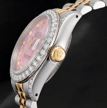 Afbeelding in Gallery-weergave laden, Rolex 26mm Datejust 6917 Roze Bloemmotief Diamanten Wijzerplaat Tweekleurig Horloge
