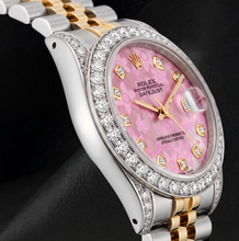 Afbeelding in Gallery-weergave laden, Rolex 26mm Datejust 6917 Roze Bloemmotief Diamanten Wijzerplaat Tweekleurig Horloge
