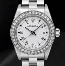 Afbeelding in Gallery-weergave laden, Rolex 26mm Oyster Perpetual 67193 Witte Romeinse Wijzerplaat Roestvrij Staal Horloge
