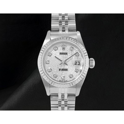 Rolex 26mm Zilveren Diamanten Wijzerplaat Jubilee Witgoud Jaar 2002 Dameshorloge