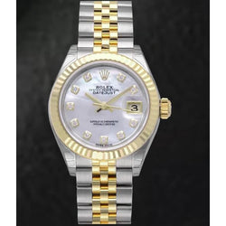 Natuurlijke Rolex Datejust Dameshorloge Parelmoer Diamanten Wijzerplaat Tweekleurig