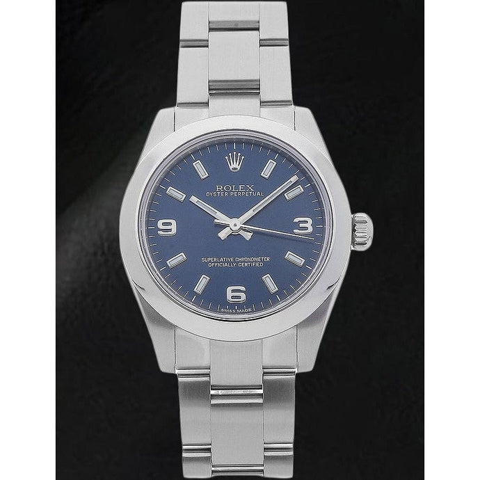Rolex 31mm roestvrij staal blauwe Arabische wijzerplaat horloge