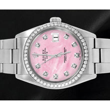 Afbeelding in Gallery-weergave laden, Rolex 31 mm roze parelmoer Diamant wijzerplaat Oyster Roestvrij staal horloge
