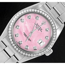 Afbeelding in Gallery-weergave laden, Rolex 31 mm roze parelmoer Diamant wijzerplaat Oyster Roestvrij staal horloge
