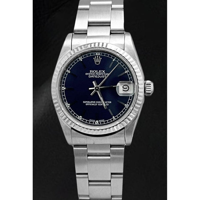 Rolex 31mm Date-just roestvrij staal blauwe wijzerplaat