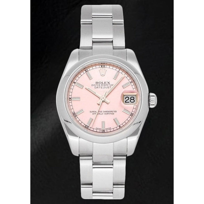 Rolex 31mm Date-just roze lichtgevende wijzerplaat dameshorloge