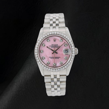 Afbeelding in Gallery-weergave laden, Rolex 31mm Roestvrij Staal Horloge met Roze Parelmoer Diamanten Wijzerplaat
