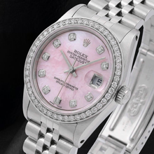 Afbeelding in Gallery-weergave laden, Rolex 31mm Roestvrij Staal Horloge met Roze Parelmoer Diamanten Wijzerplaat

