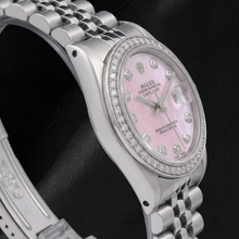 Afbeelding in Gallery-weergave laden, Rolex 31mm Roestvrij Staal Horloge met Roze Parelmoer Diamanten Wijzerplaat
