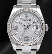 Afbeelding in Gallery-weergave laden, Rolex 36mm Datejust 116234 Zilveren Arabische Diamanten Wijzerplaat Roestvrij Staal Oyster-armband Horloge
