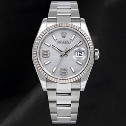 Rolex 36mm Datejust 116234 Zilveren Arabische Diamanten Wijzerplaat Roestvrij Staal Oyster-armband Horloge