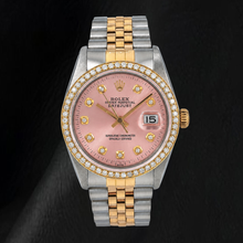 Afbeelding in Gallery-weergave laden, Rolex 36 mm Datejust 16013 Tweekleurig Horloge met Roze Diamanten Wijzerplaat
