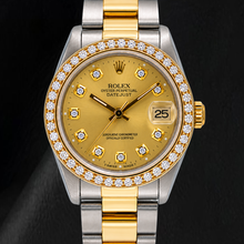 Afbeelding in Gallery-weergave laden, Rolex 68273 Datejust 31mm Champagne Diamanten Wijzerplaat Tweekleurig Horloge
