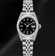 Afbeelding in Gallery-weergave laden, Rolex 6916 Zwarte Diamanten Wijzerplaat 26mm Gekartelde Lunette Roestvrij Staal Horloge
