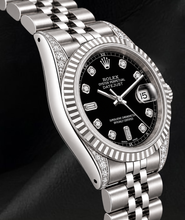 Afbeelding in Gallery-weergave laden, Rolex 6916 Zwarte Diamanten Wijzerplaat 26mm Gekartelde Lunette Roestvrij Staal Horloge
