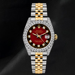 Rolex 6917 Datejust 26mm Rode Diamanten Wijzerplaat Tweekleurig Horloge