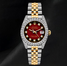 Afbeelding in Gallery-weergave laden, Rolex 6917 Datejust 26mm Rode Diamanten Wijzerplaat Tweekleurig Horloge
