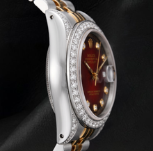 Afbeelding in Gallery-weergave laden, Rolex 6917 Datejust 26mm Rode Diamanten Wijzerplaat Tweekleurig Horloge
