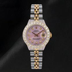 Rolex 6917 Datejust Roze Parelmoer Diamanten Wijzerplaat 26mm Tweekleurig Horloge
