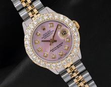 Afbeelding in Gallery-weergave laden, Rolex 6917 Datejust Roze Parelmoer Diamanten Wijzerplaat 26mm Tweekleurig Horloge
