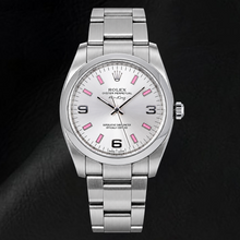 Afbeelding in Gallery-weergave laden, Rolex Air-King 114200 34mm Zilveren Arabische Wijzerplaat Roestvrij Staal Horloge
