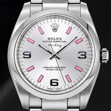 Afbeelding in Gallery-weergave laden, Rolex Air-King 114200 34mm Zilveren Arabische Wijzerplaat Roestvrij Staal Horloge
