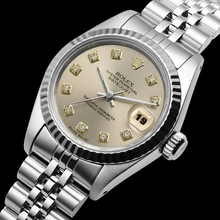 Afbeelding in Gallery-weergave laden, Rolex Dame Datumjust zilveren horloge Roestvrij stalen jubileumarmband Gecanneleerde rand
