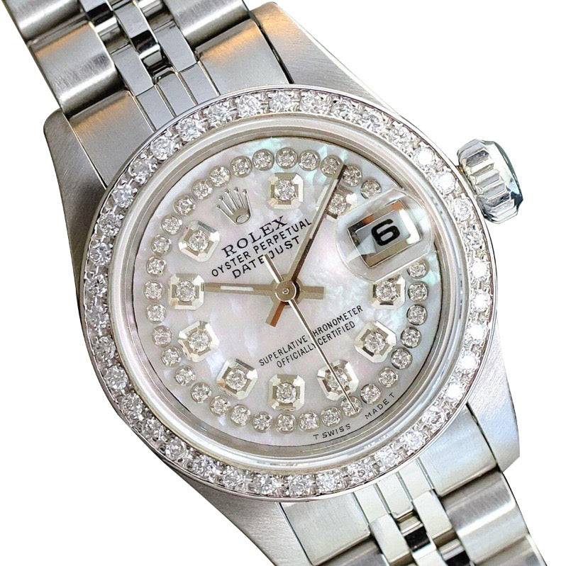 Rolex Dames Datejust Horloge Roestvrij Staal Natuurlijke Aarde Gemijnde Diamant Wijzerplaat Lunette